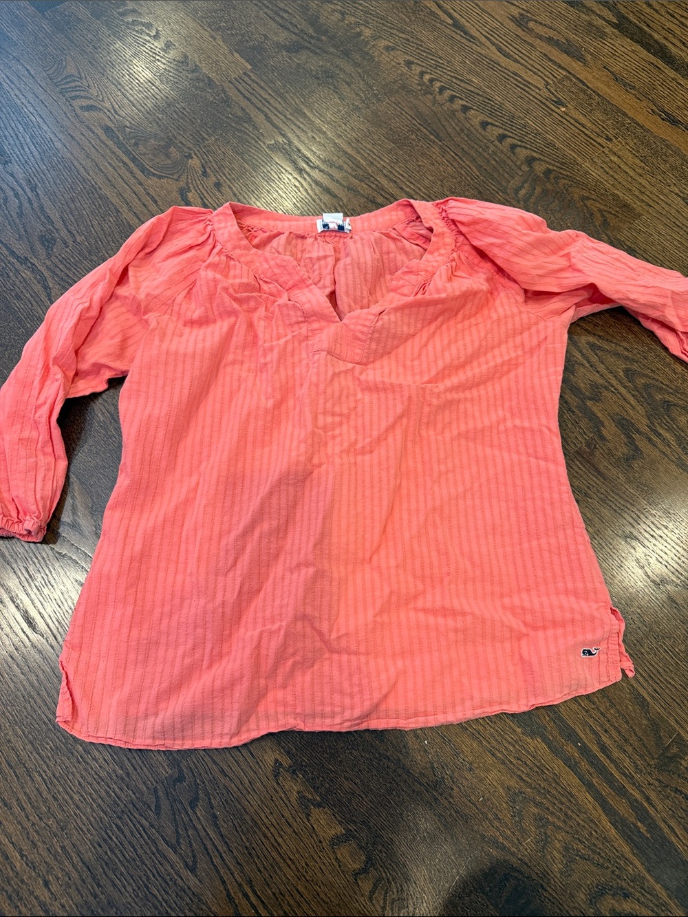 Vineyard Vines Coral Lightweight Peasant Top